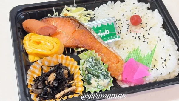 あいなんドーナツ 鮭と煮物が入った500円弁当