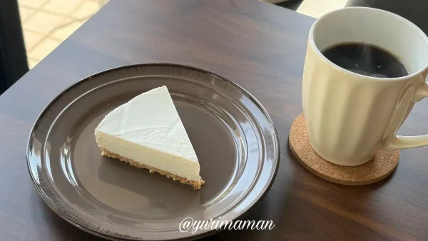 cafe yohakuのレアチーズケーキとホットコーヒー2