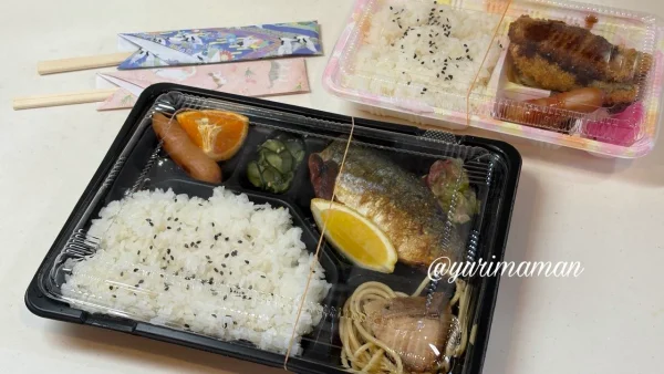 媛ぽっぽの日替わり弁当と焼き魚弁当1