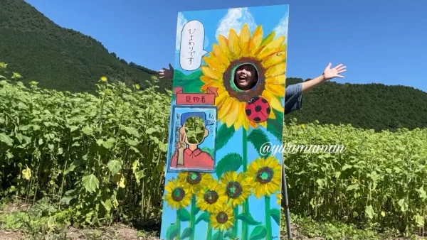 西予市豆道楽ひまわり畑のフォトスポット02 - ゆりママんブログ 西予市豆道楽ひまわり畑のフォトスポット02