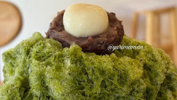 アンブリスの宇治抹茶かき氷の白玉とあんこのトッピング - ゆりママんブログ アンブリスの宇治抹茶かき氷の白玉とあんこのトッピング