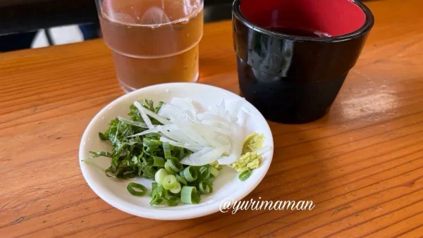 薬師谷そうめん流しの薬味とめんつゆ - ゆりママんブログ 薬師谷そうめん流しの薬味とめんつゆ