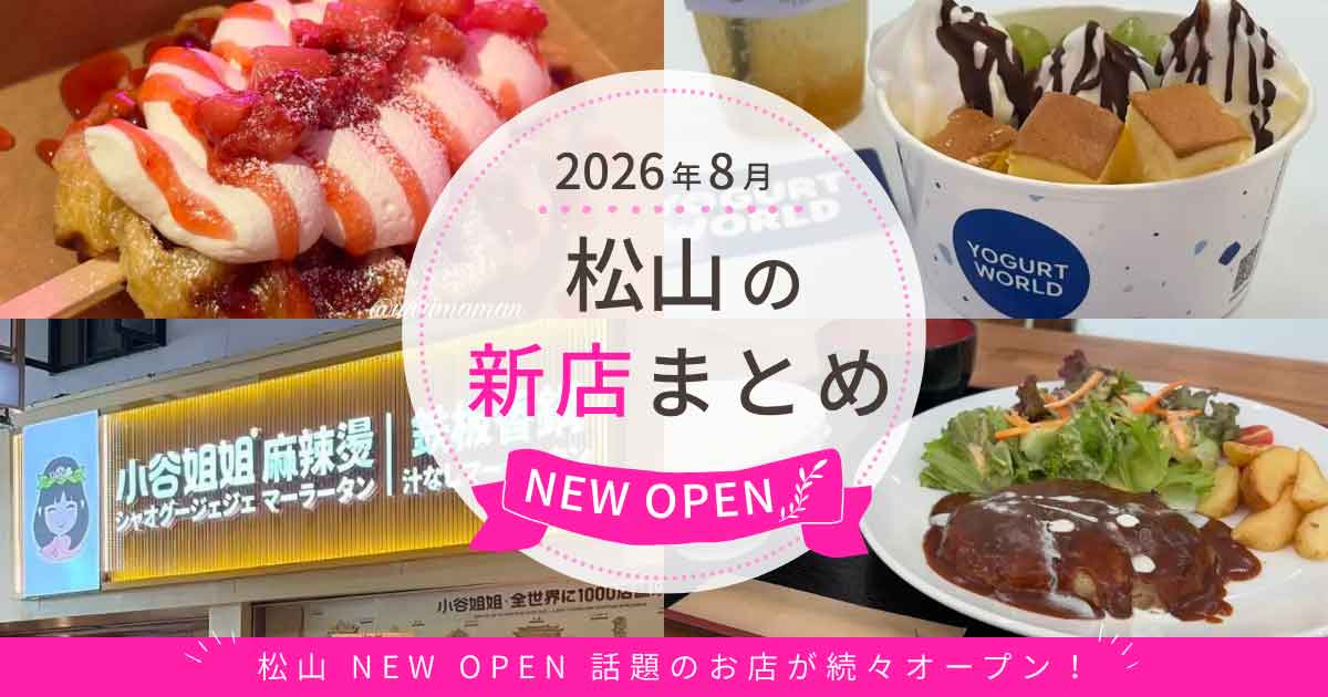 2026年8月松山市の新店まとめ クロッフル・ヨーグルトアイス・麻辣香鍋・ハンバーグ