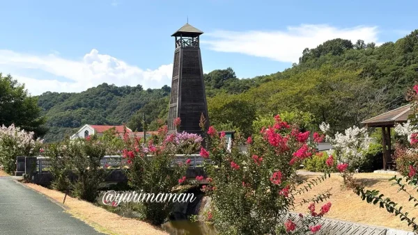 大三島の夏景色を彩るサルスベリと塔 - ゆりママんブログ 大三島の夏景色を彩るサルスベリと塔