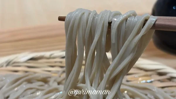 そばまえ十三のもりそばを箸で持ち上げた様子02 - ゆりママんブログ そばまえ十三のもりそばを箸で持ち上げた様子02