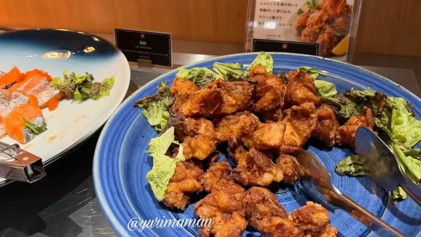 たかのこのホテル朝食ビュッフェのせんざんきと焼き鮭 - ゆりママんブログ たかのこのホテル朝食ビュッフェのせんざんきと焼き鮭