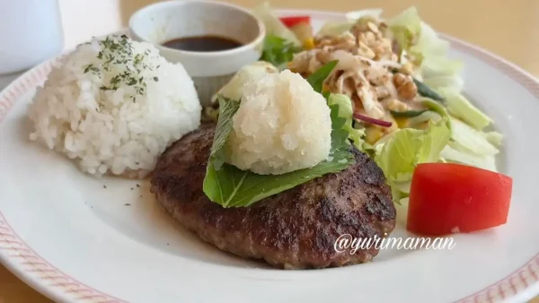 ジョイフル水曜日のカフェプレートランチ・和風ハンバーグ&蒸し鶏サラダ01
