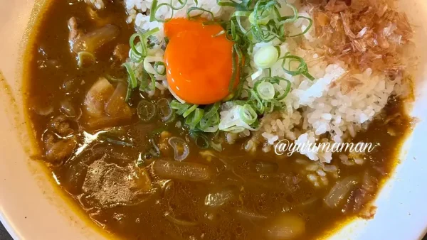 カツオだしの月見カレーと揚げたてとんかつ02