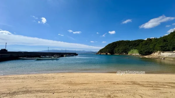 名駒海岸から海の向こうに見える今治市街地