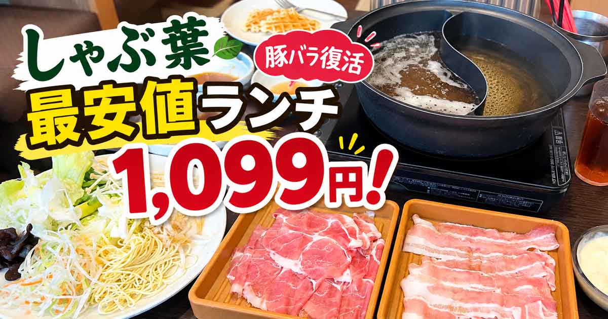 しゃぶ葉の最安値1,099円ランチを実食・豚バラ復活の記事サムネイル