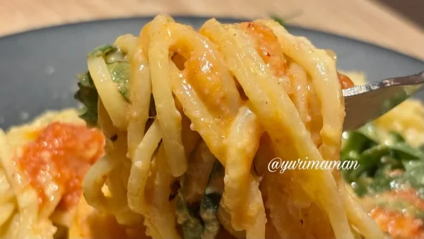 もちもちの生パスタを使った明太カルボナーラ